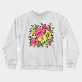 Colorful Hibiscus Flowers Crewneck Sweatshirt